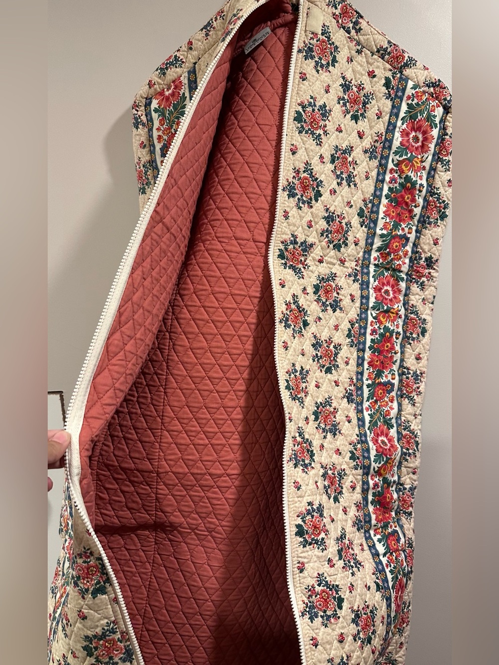 Vtg Vera Bradley "Tea Garden" 1994 Quilted Garment Bag Travel Luggage 55x22 Rare - Picture 10 of 16